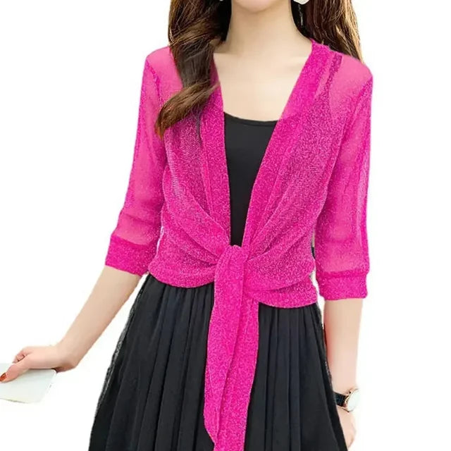 Zomerse Sheer Glitter Cardigan van Eleganza Fashion