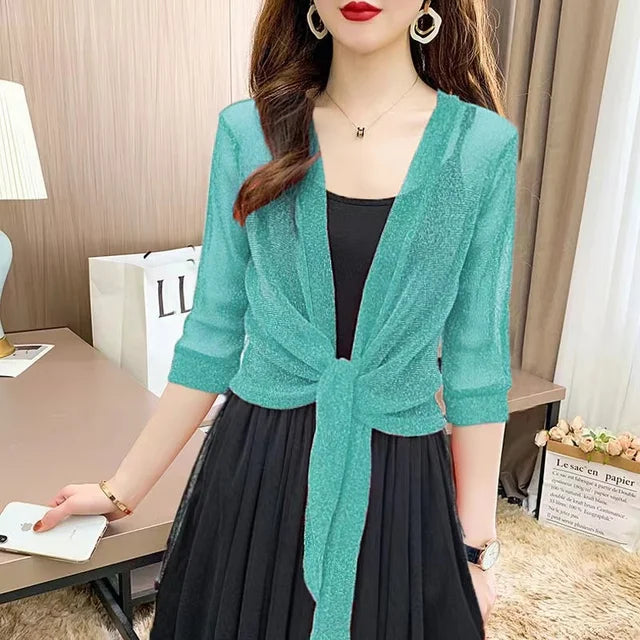 Zomerse Sheer Glitter Cardigan van Eleganza Fashion