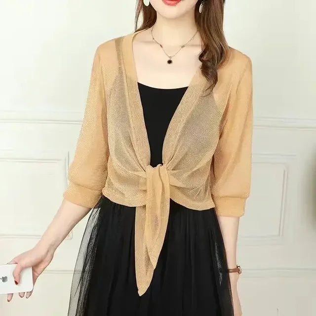 Zomerse Sheer Glitter Cardigan van Eleganza Fashion