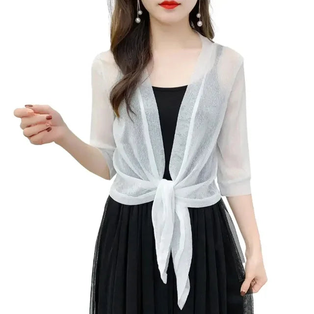Zomerse Sheer Glitter Cardigan van Eleganza Fashion