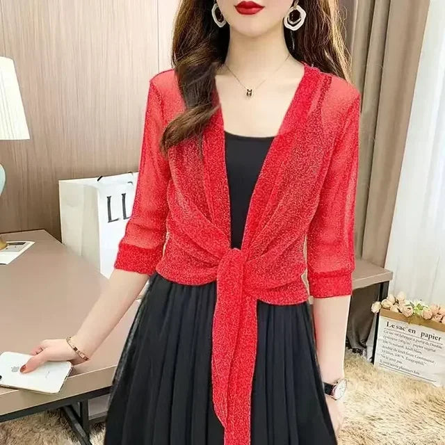 Zomerse Sheer Glitter Cardigan van Eleganza Fashion