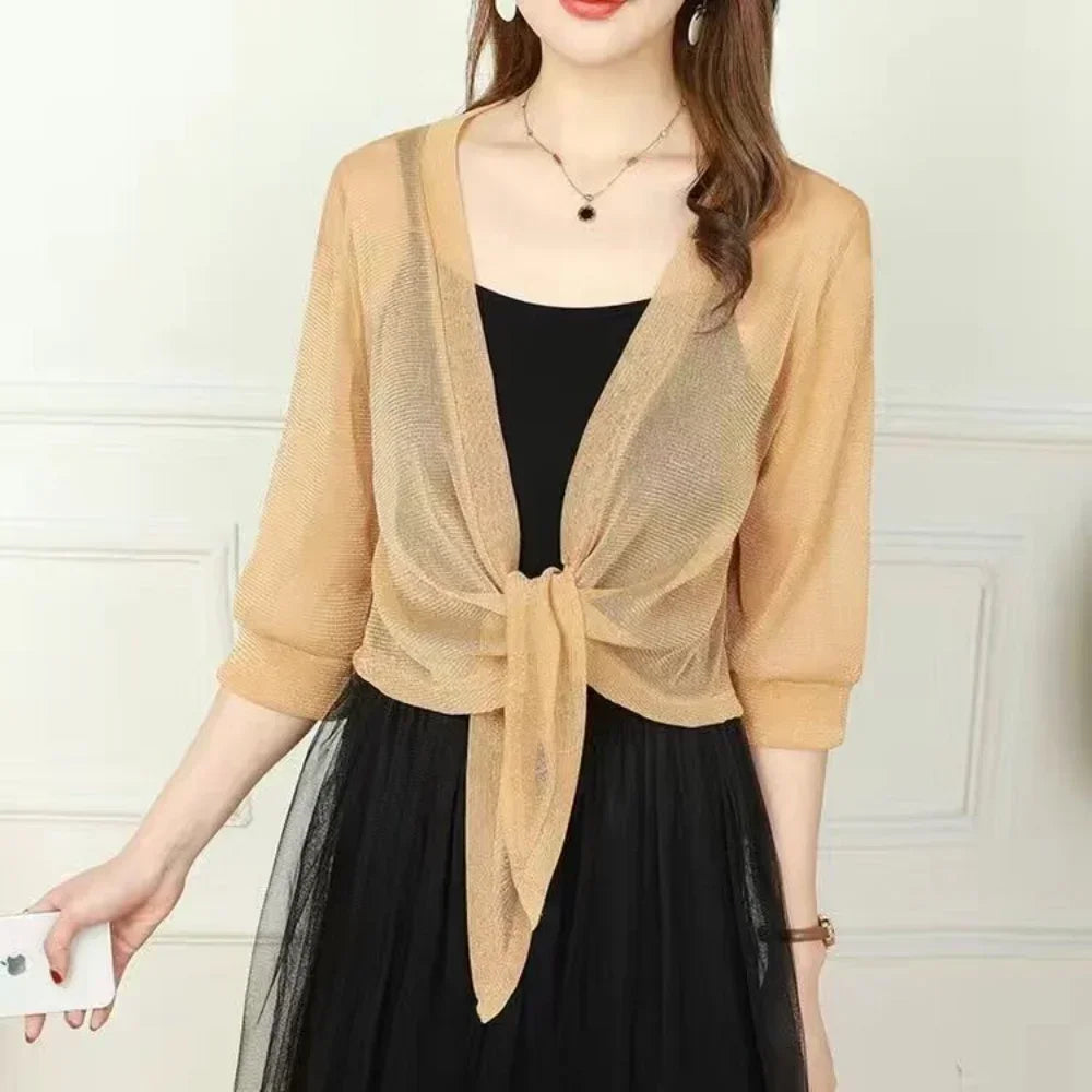 Zomerse Sheer Glitter Cardigan van Eleganza Fashion