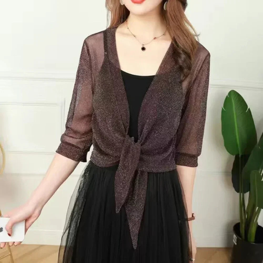 Zomerse Sheer Glitter Cardigan van Eleganza Fashion