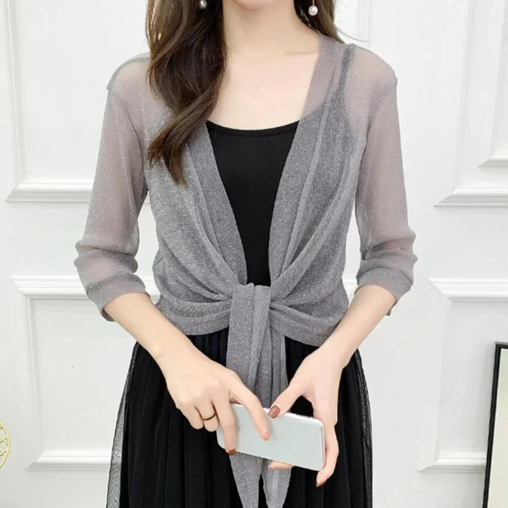 Zomerse Sheer Glitter Cardigan van Eleganza Fashion