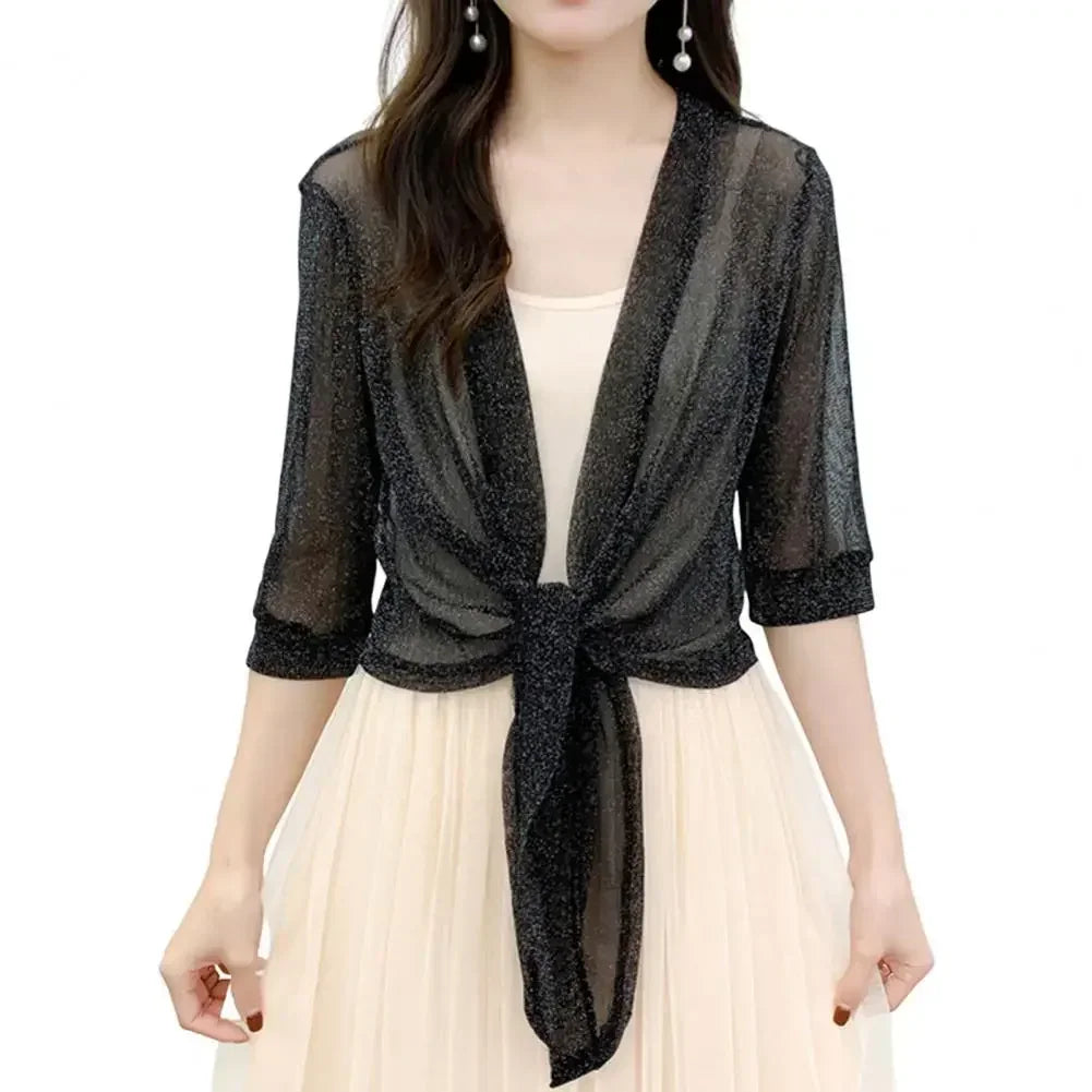 Zomerse Sheer Glitter Cardigan van Eleganza Fashion