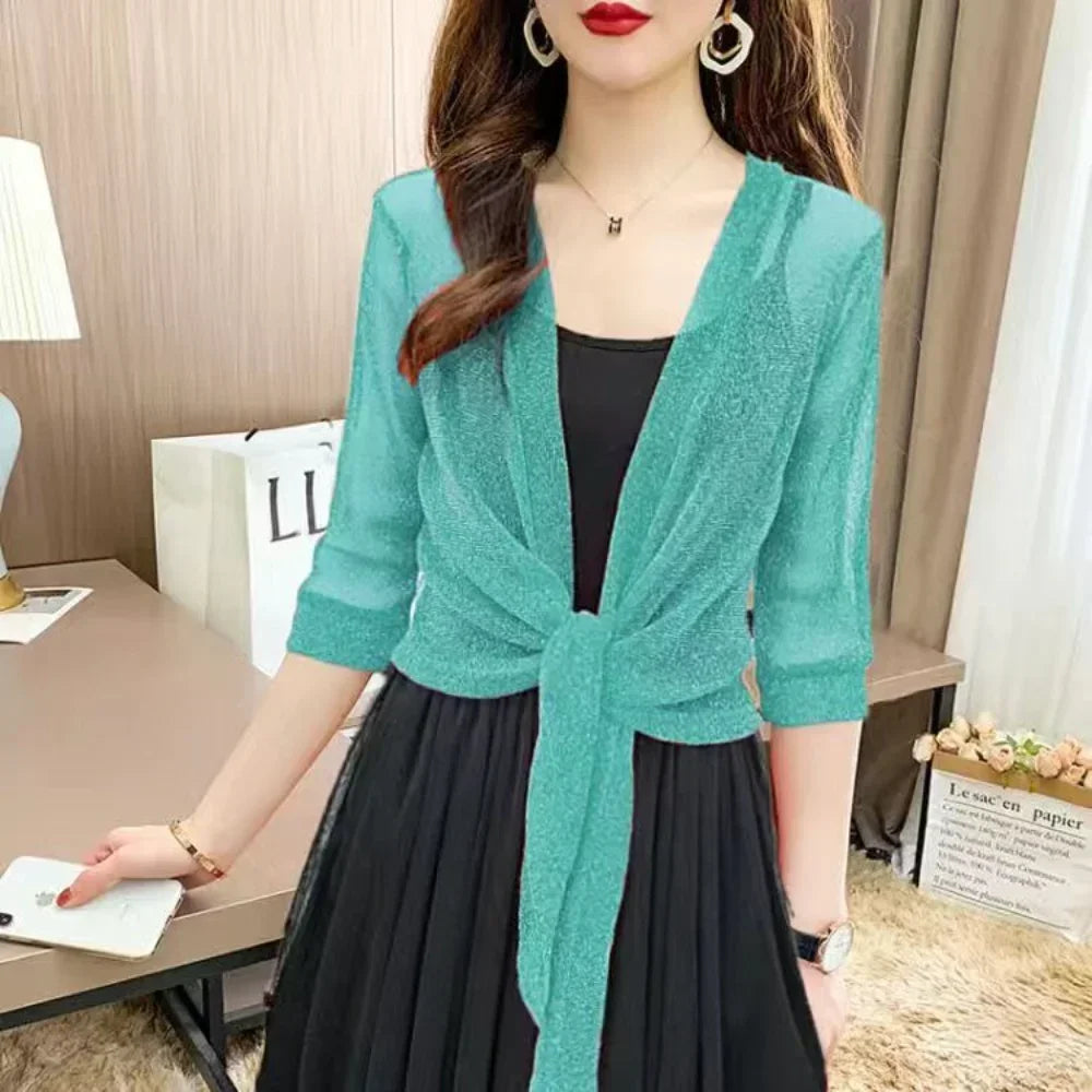 Zomerse Sheer Glitter Cardigan van Eleganza Fashion