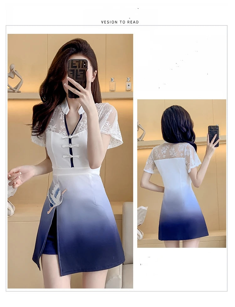 Nuovo vestito estivo retrò Cheongsam con cintura in vita e pantaloncini corti