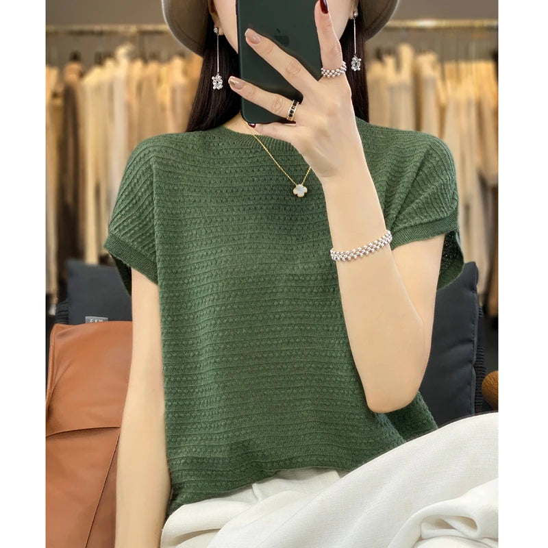 Aria's Summer Batwing Ice Silk T-shirt