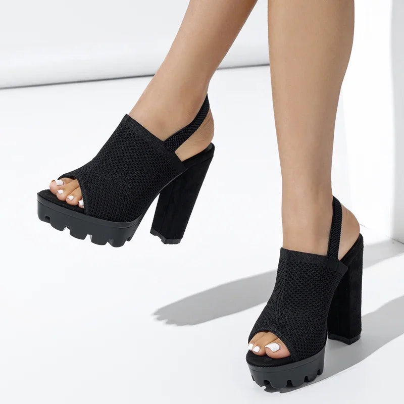 Sommer Plattform Sandalen mit dicken hohen Absätzen für Frauen