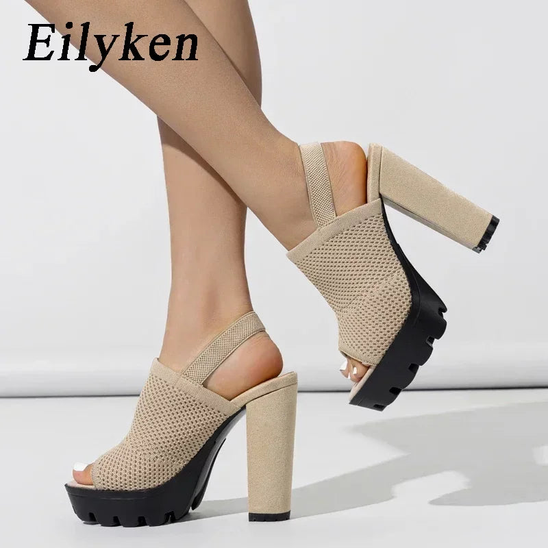 Sommer Plattform Sandalen mit dicken hohen Absätzen für Frauen