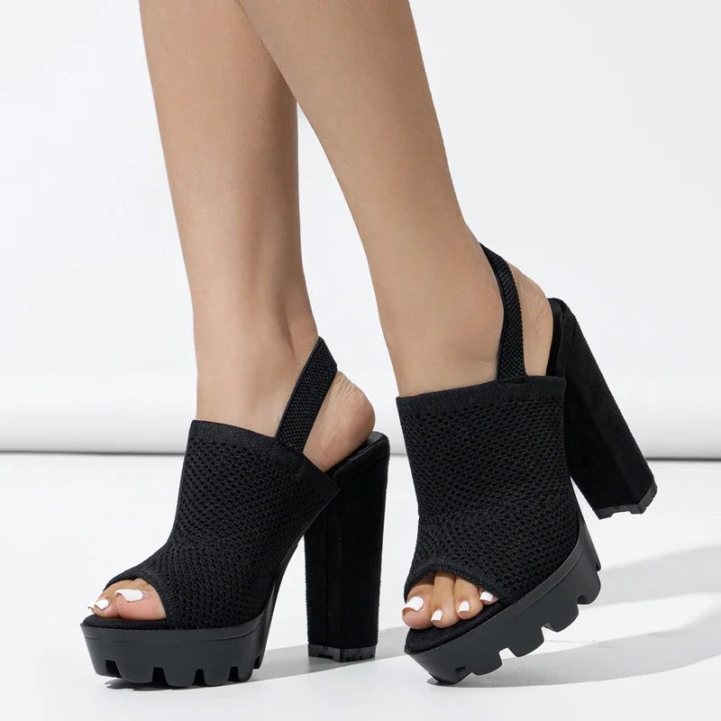 Sommer Plattform Sandalen mit dicken hohen Absätzen für Frauen