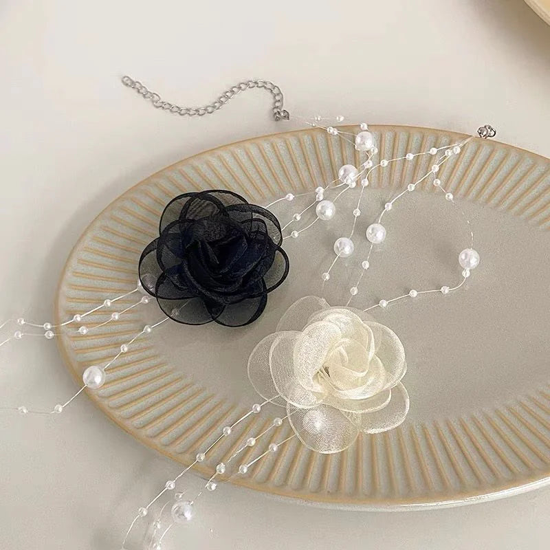 Luna Flower Pearl Choker Necklace for Women