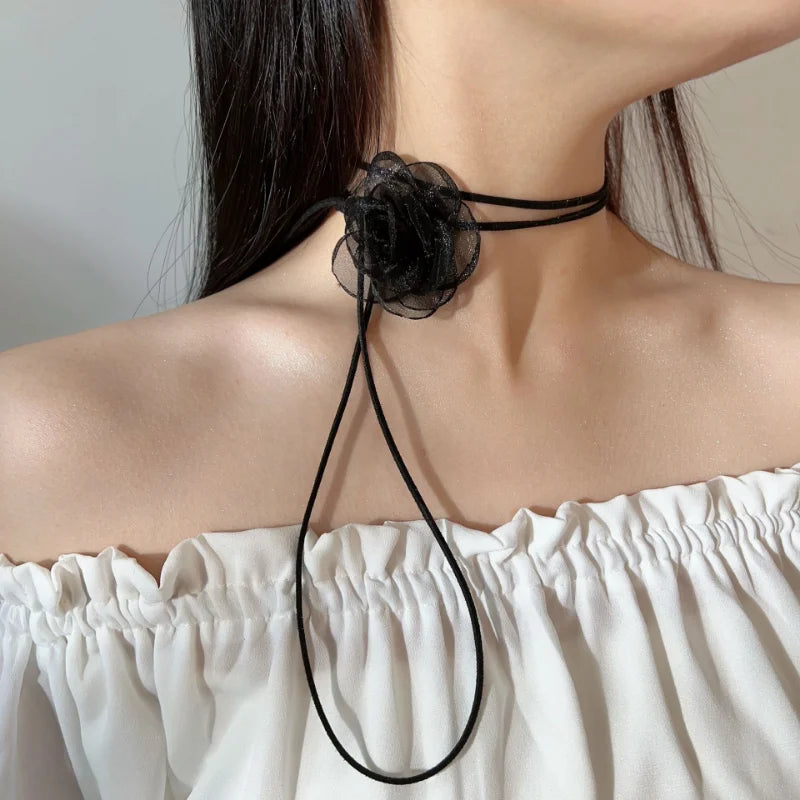Luna Flower Pearl Choker Necklace for Women