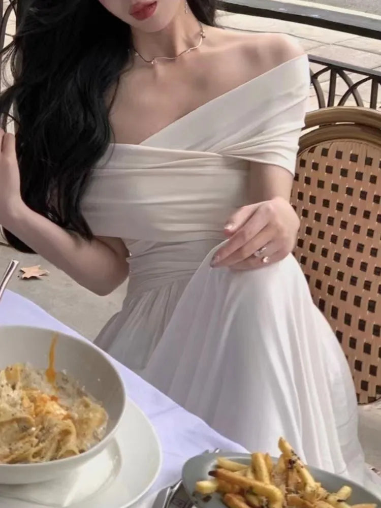 Elegante Maestro di Moda Abito a-linea Bianco per Donne
