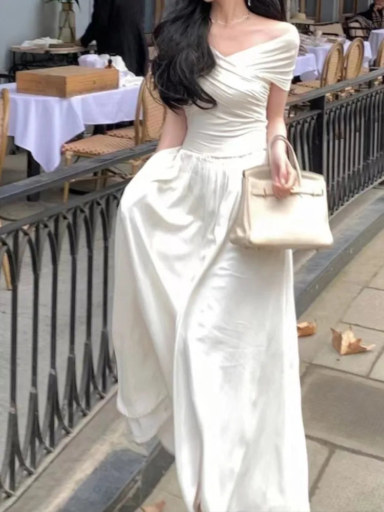 Elegante Maestro di Moda Abito a-linea Bianco per Donne