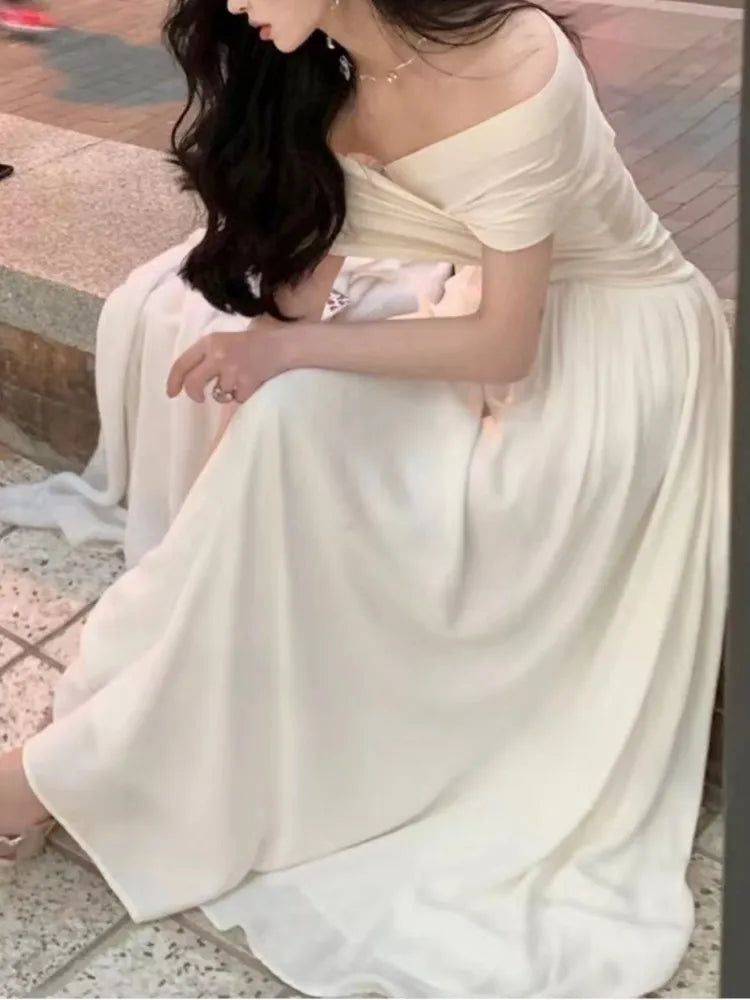 Elegante Maestro di Moda Abito a-linea Bianco per Donne