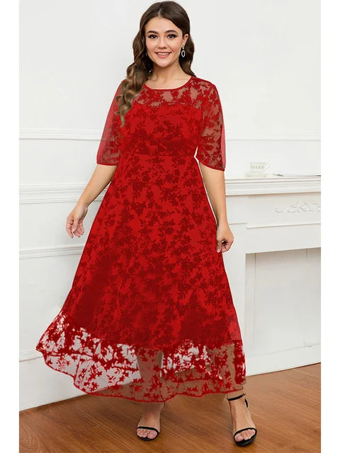 Starry Night Elegant Formal Women's Dress with Lace and Velvet