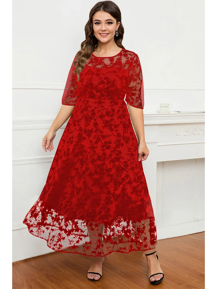 Starry Night Elegant Formal Women's Dress with Lace and Velvet