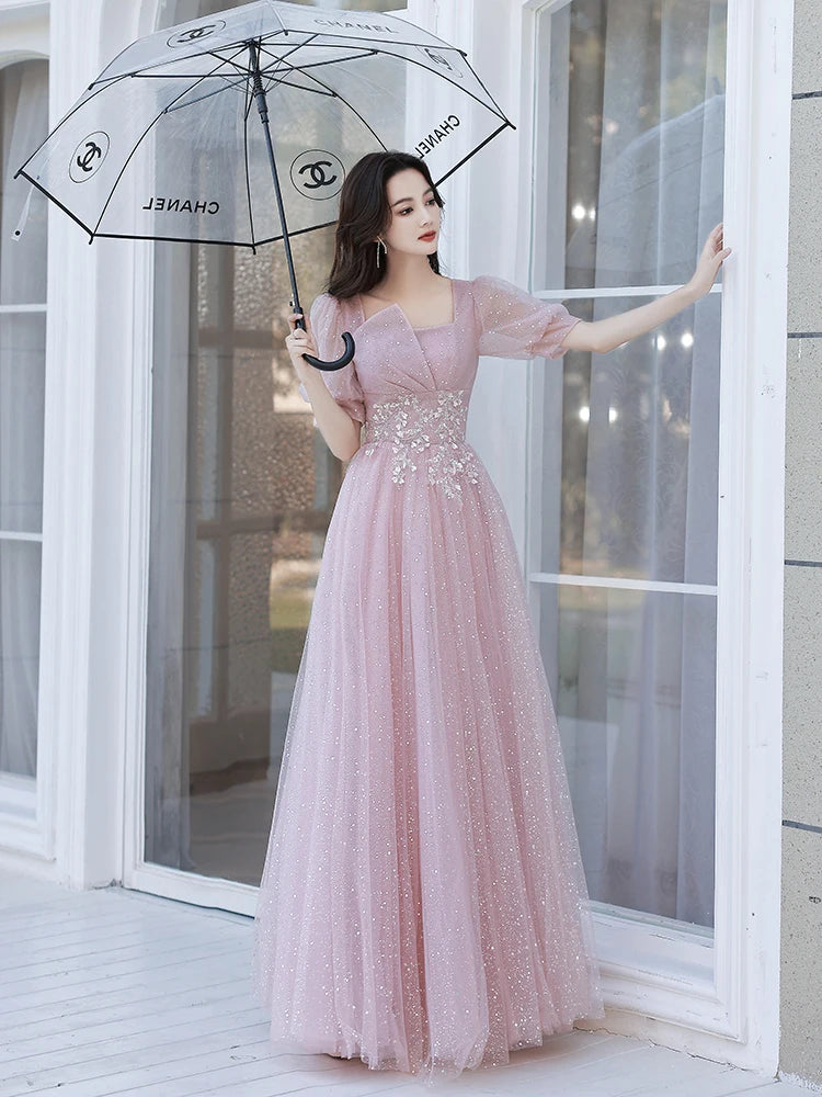 Elegant Simple Pink Evening Dress - Enchanting Beauty