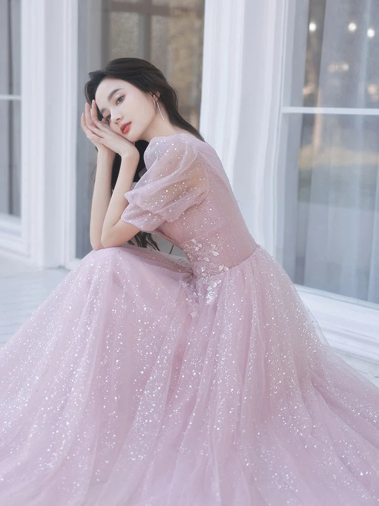 Elegant Simple Pink Evening Dress - Enchanting Beauty