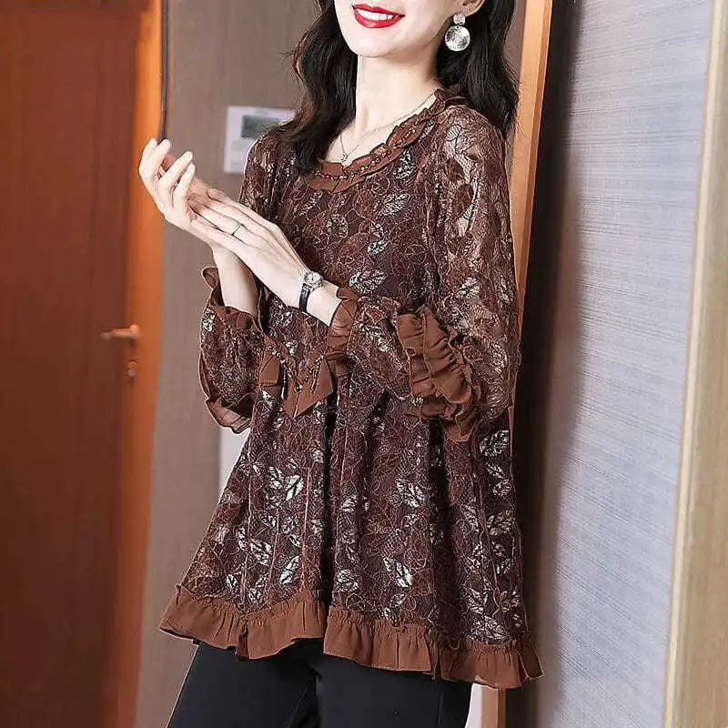 Blouse élégante à volants d'automne pour femmes