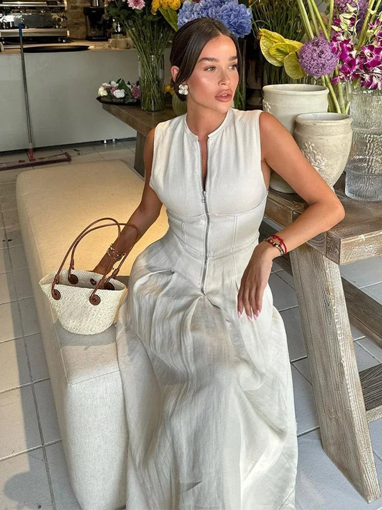 Elegante Mouwloze Maxi Jurk