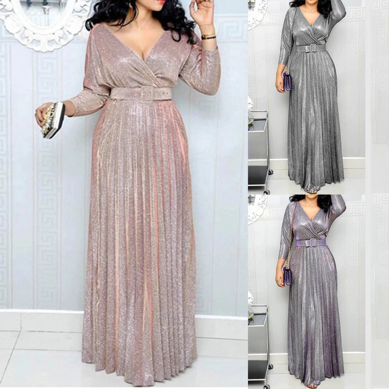 Elegant Party Dress with Deep V-neck