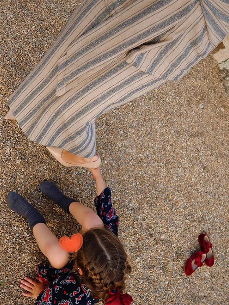 Elegant Gestreepte Rok Set van Glimmende Bries