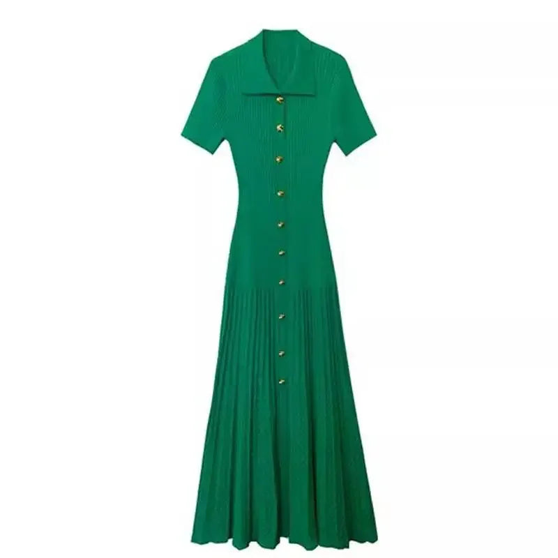 Yumora Mode Abito Maxi Verde a Maglia