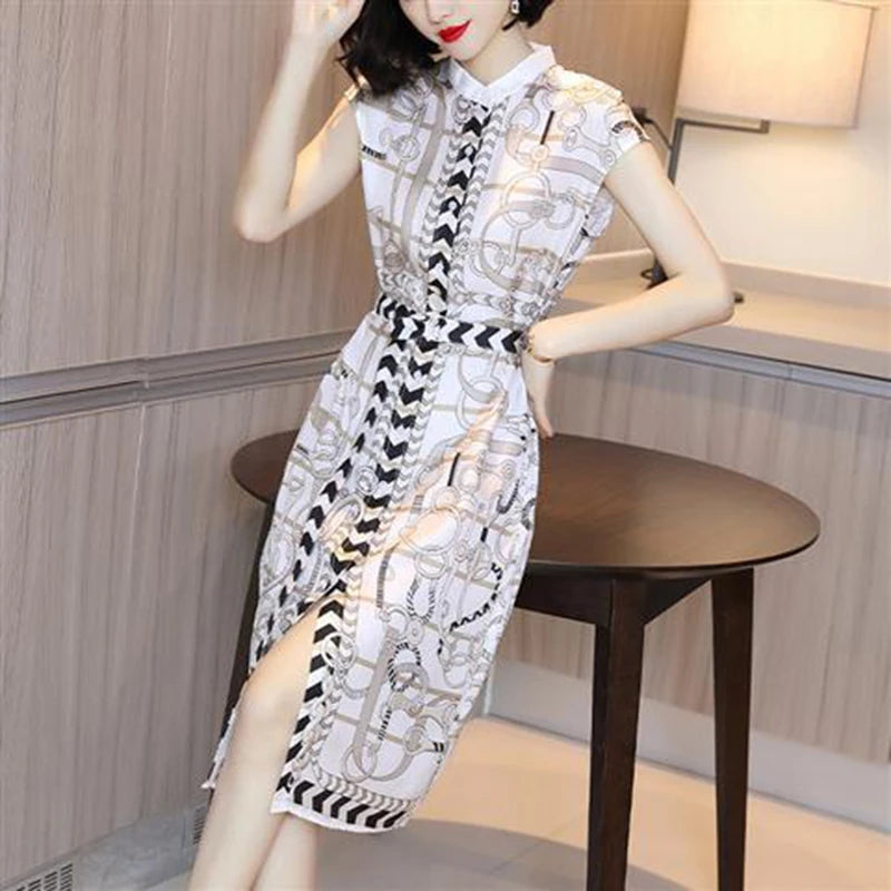 Aurora Elegant Midi Dress with Floral Print