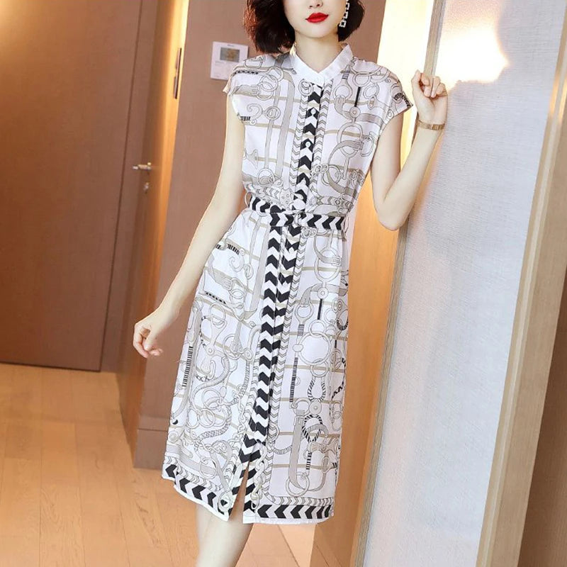 Aurora Elegant Midi Dress with Floral Print