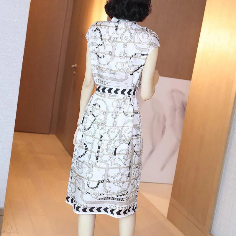 Aurora Elegant Midi Dress with Floral Print