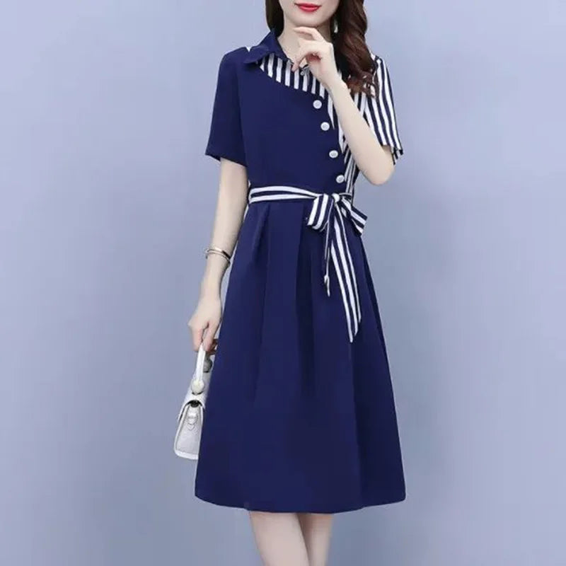 Elegant Asymmetric Bandage Midi Dress