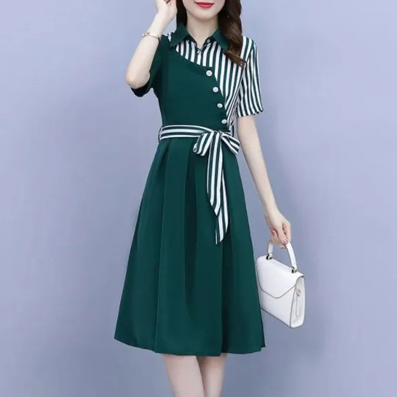 Elegant Asymmetric Bandage Midi Dress