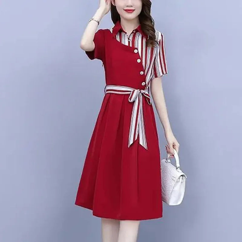 Elegant Asymmetric Bandage Midi Dress
