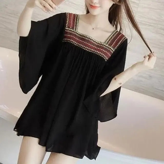 Blouse patchwork folk d'été - Élégante et confortable !