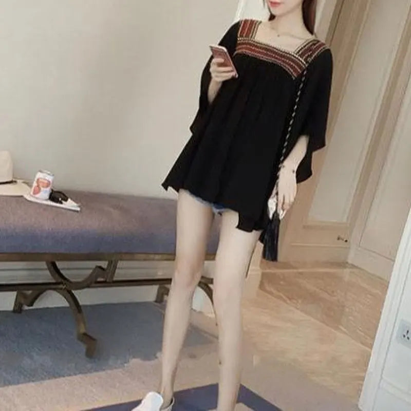 Blouse patchwork folk d'été - Élégante et confortable !