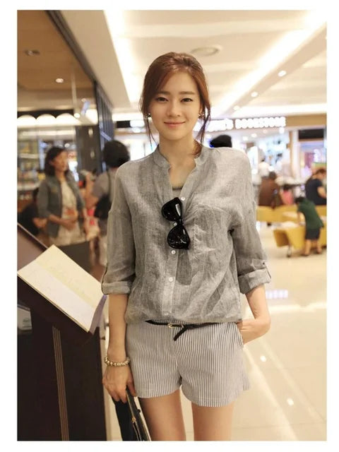 Modegroet's Luchtige Zomertop van Katoen en Linnen voor Grote Maten