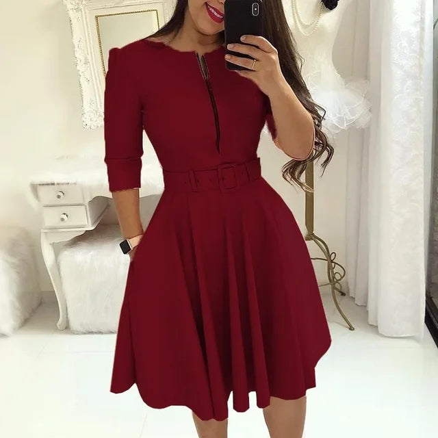 Herbst Chic: Elegantes Midikleid mit halben Ärmeln