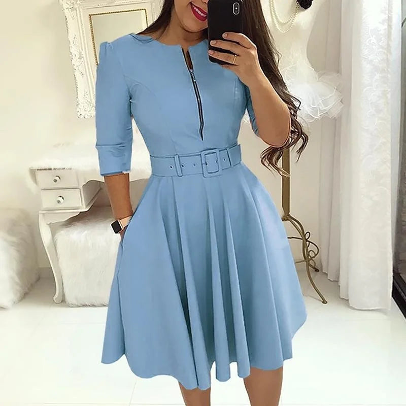 Herbst Chic: Elegantes Midikleid mit halben Ärmeln