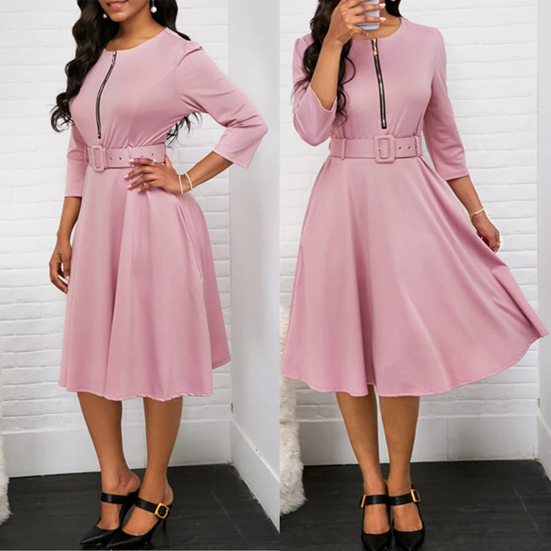 Herbst Chic: Elegantes Midikleid mit halben Ärmeln