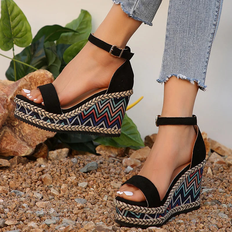 Summer 2024 Ankle Strap Wedge Sandals for Women