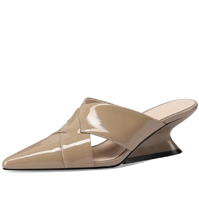 Luxe sandalias de verano de cuero genuino con tacón delgado para mujer