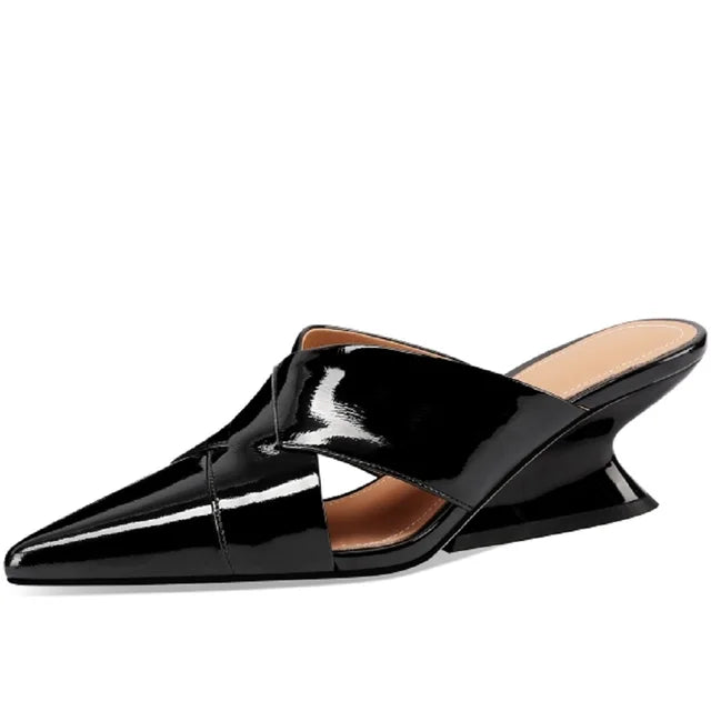 Luxe sandalias de verano de cuero genuino con tacón delgado para mujer