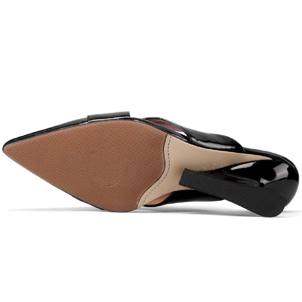 Luxe sandalias de verano de cuero genuino con tacón delgado para mujer