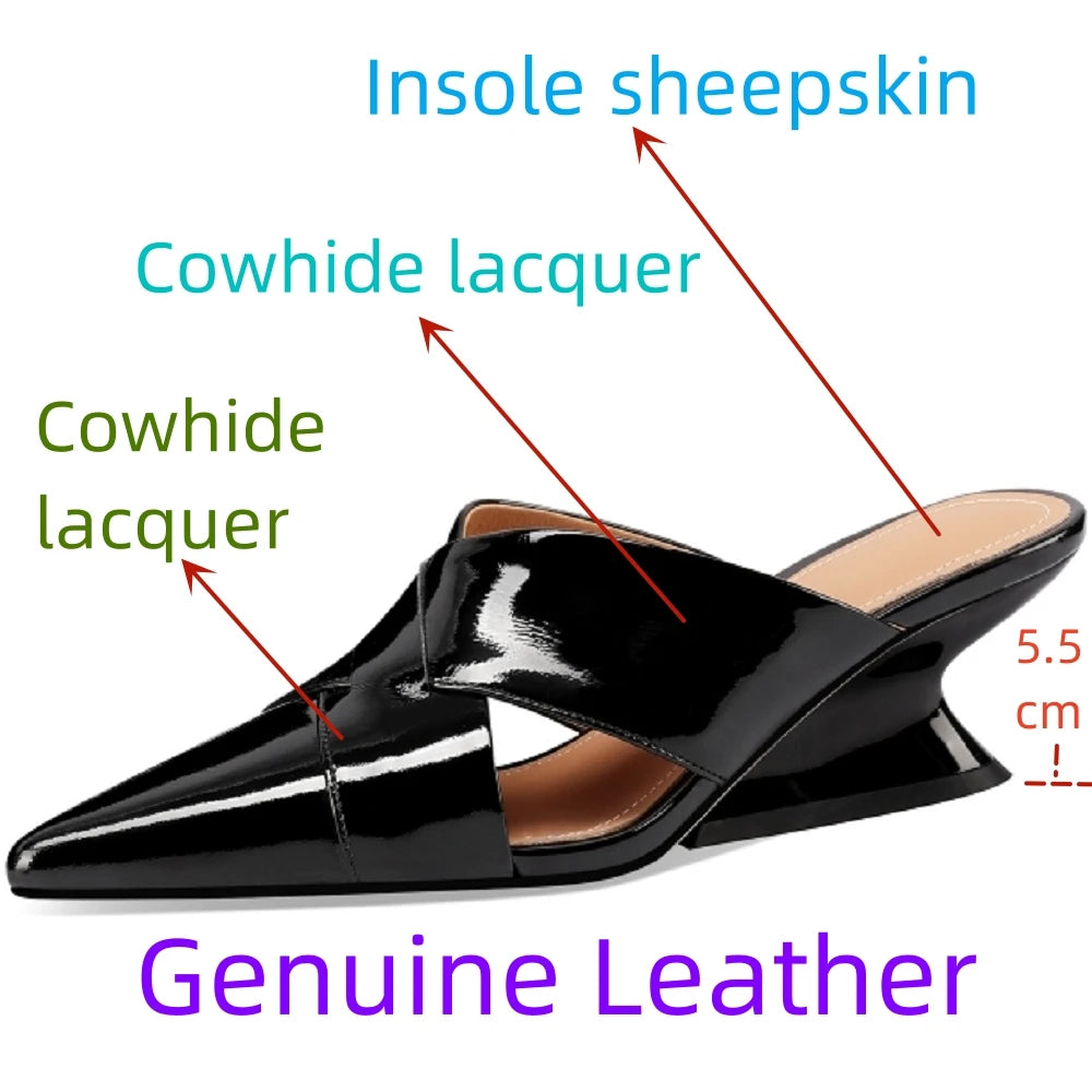 Luxe sandalias de verano de cuero genuino con tacón delgado para mujer