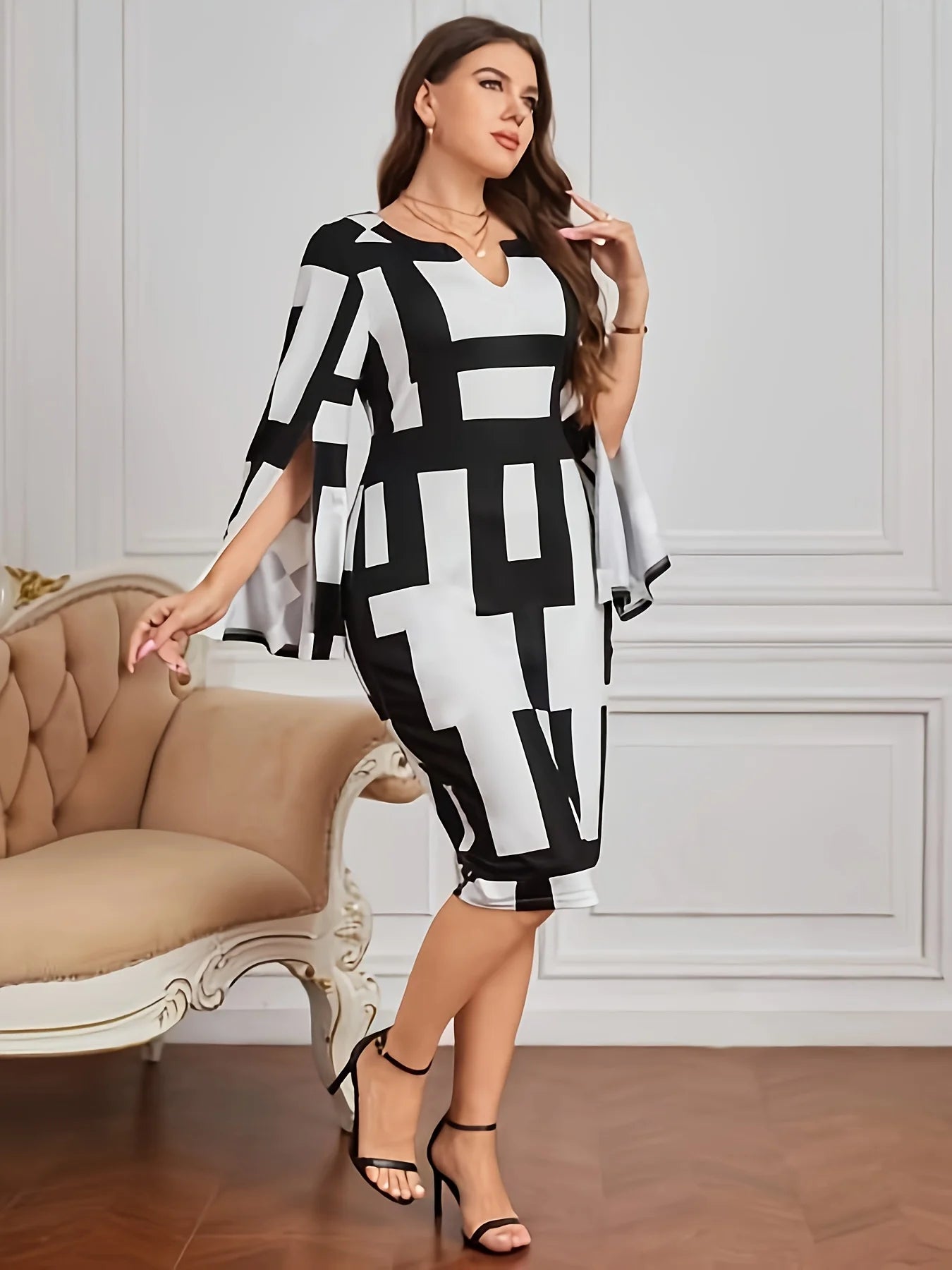 ModeMeester Elegant Temperament Plus-Size Dress