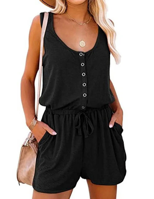 Europäische Sommer Ärmellose Jumpsuit Damen
