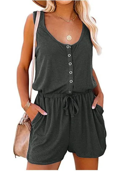 Europäische Sommer Ärmellose Jumpsuit Damen