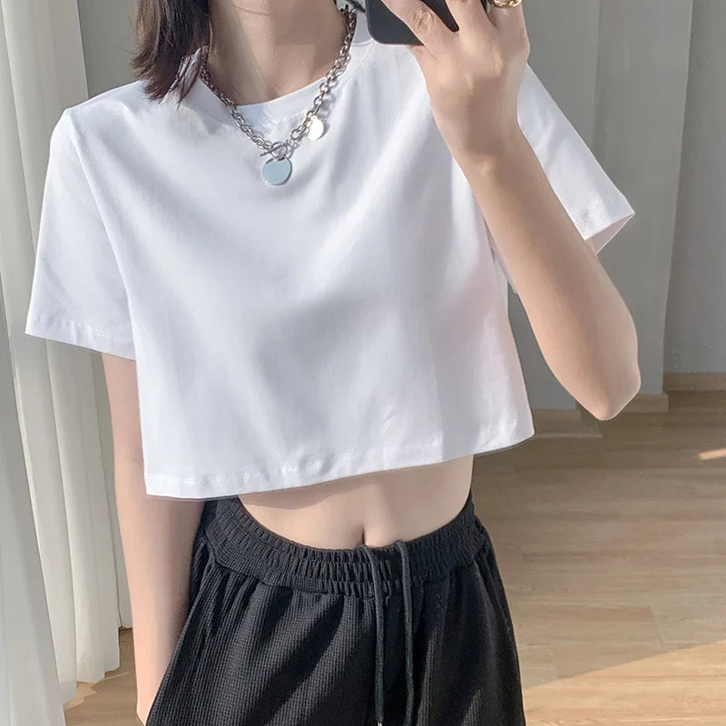 SummerEase Effen Farb-T-Shirt Top